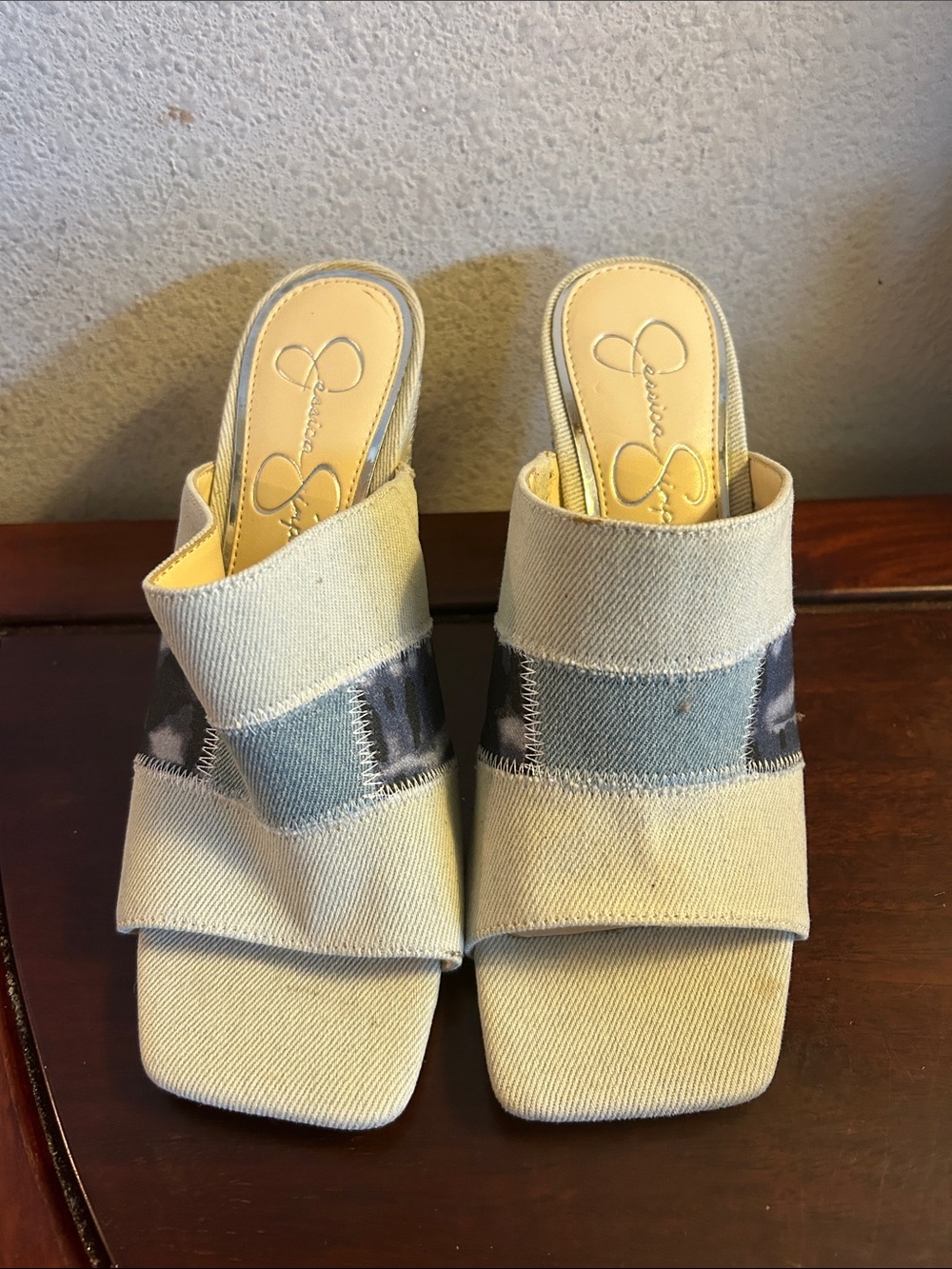 Jessica Simpson Denim patch Slip-On Women's Sandals - size 7